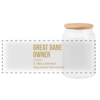 Great Dane - Panoramic Cookie Jar with Wooden Lid - white - Front