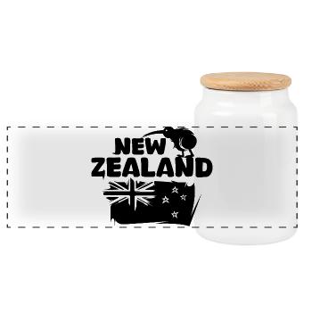 neuseeland Kiwi Flagge Illustration comic cartoon - Panorama Keksdose mit Holzdeckel - Weiß - Vorne