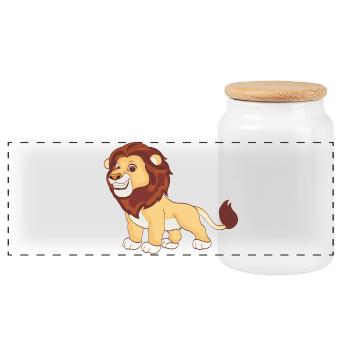 Ein prächtiger Löwe - Panorama Keksdose mit Holzdeckel - Weiß - Vorne