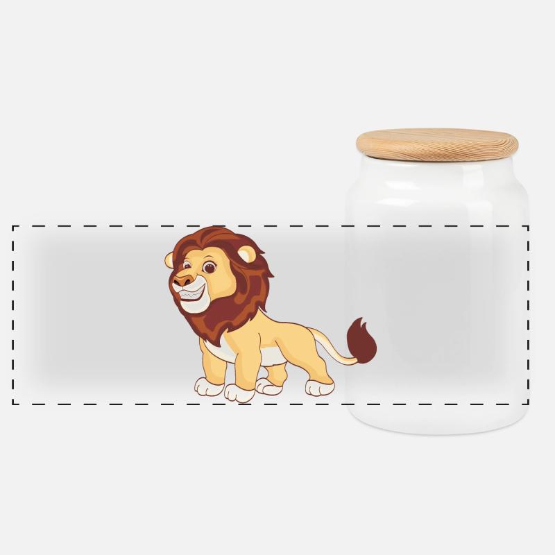 Ein prächtiger Löwe - Panorama Keksdose mit Holzdeckel - Weiß