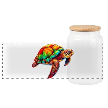 Tortue - Boîte à biscuits avec couvercle en bois - blanc - Devant