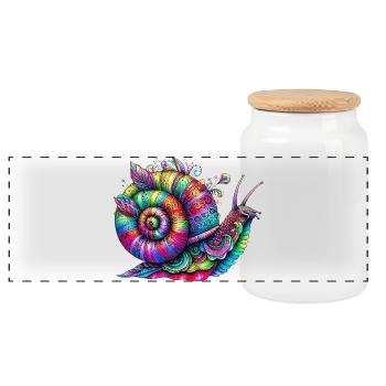 Schnecke - Panorama Keksdose mit Holzdeckel - Weiß - Vorne