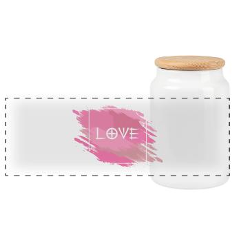 LOVE - Panorama Keksdose mit Holzdeckel - Weiß - Vorne