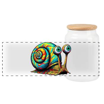 Escargot - Boîte à biscuits avec couvercle en bois - blanc - Devant