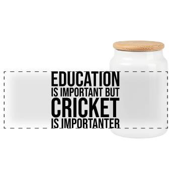 Cricket - Panoramic Cookie Jar with Wooden Lid - white - Front