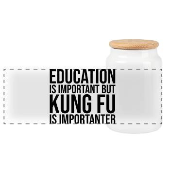 kung-fu - Boîte à biscuits avec couvercle en bois - blanc - Devant