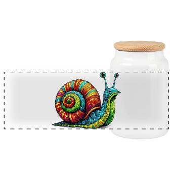 Schnecke - Panorama Keksdose mit Holzdeckel - Weiß - Vorne