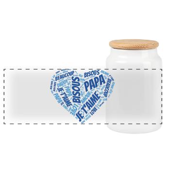 Message heart I love you Dad - Panoramic Cookie Jar with Wooden Lid - white - Front