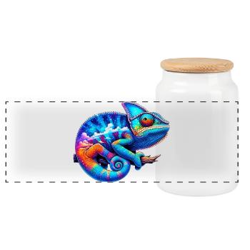 Caméléon - Boîte à biscuits avec couvercle en bois - blanc - Devant