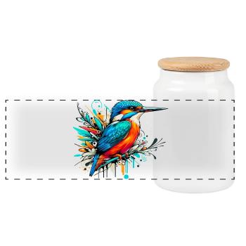 Martin-pêcheur - Boîte à biscuits avec couvercle en bois - blanc - Devant