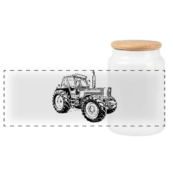 Traktor Turbo DT 160 90 - Panorama Keksdose mit Holzdeckel - Weiß - Vorne