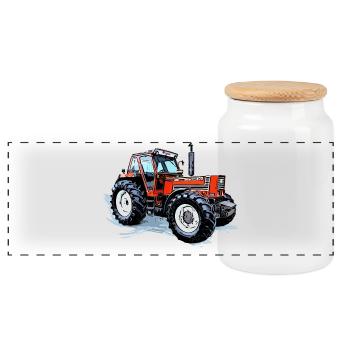 Traktor Turbo DT 160 90 - Panorama Keksdose mit Holzdeckel - Weiß - Vorne