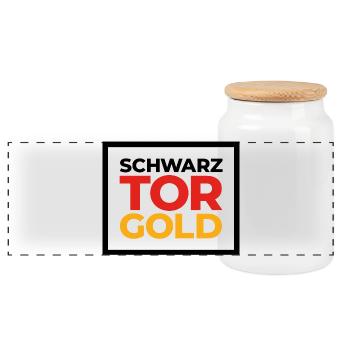 Deutsche Sport Mannschaften - SchwarzTorGold Box - Panorama Keksdose mit Holzdeckel - Weiß - Vorne