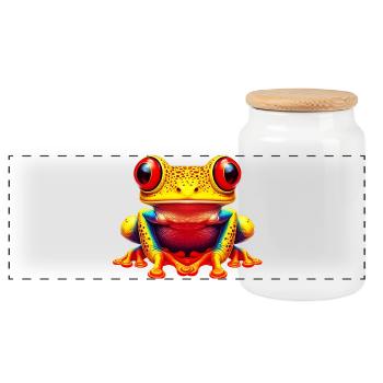Frog - Panoramic Cookie Jar with Wooden Lid - white - Front