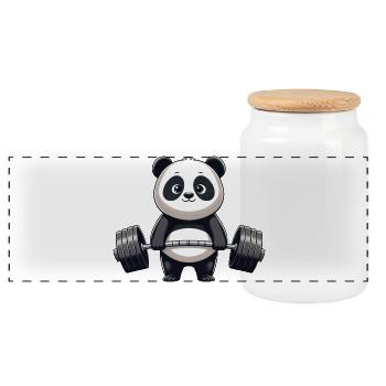 Cool Panda Haltérophilie Haltère Fitness - Boîte à biscuits avec couvercle en bois - blanc - Devant