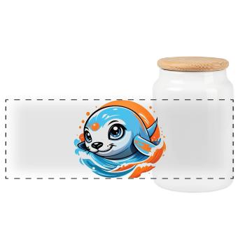 Mignon bébé phoque - Boîte à biscuits avec couvercle en bois - blanc - Devant