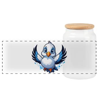 Colombes heureuses - Boîte à biscuits avec couvercle en bois - blanc - Devant