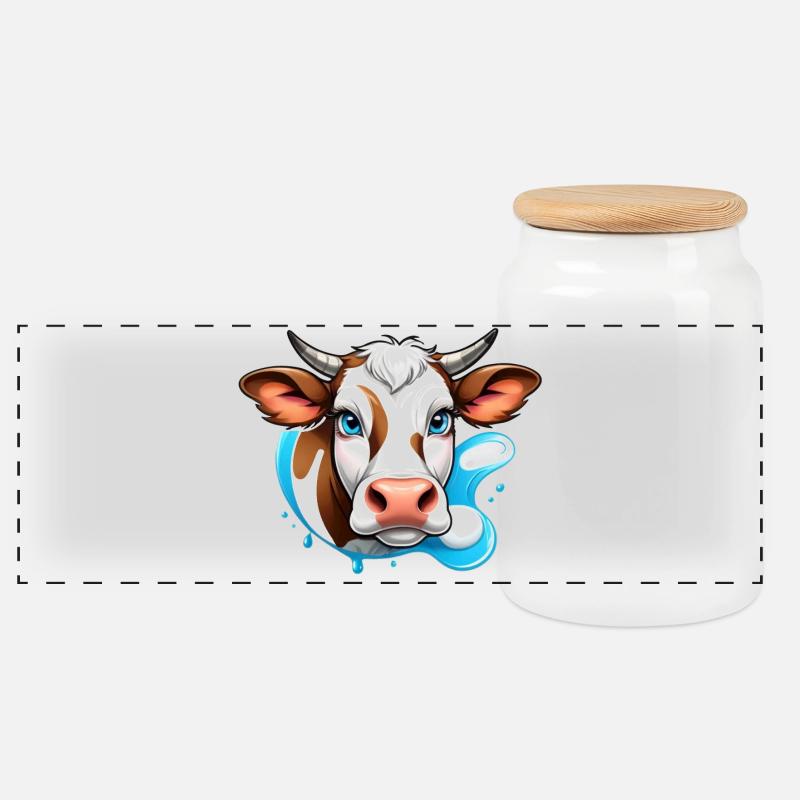 Alpine Cow Charm - Panorama Keksdose mit Holzdeckel - Weiß