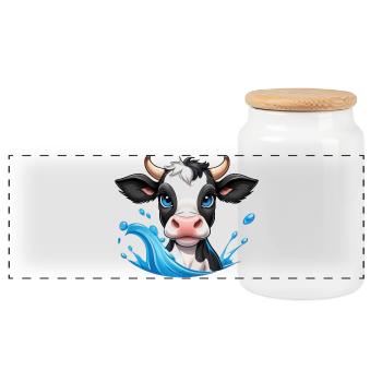 Chère vache laitière - Boîte à biscuits avec couvercle en bois - blanc - Devant