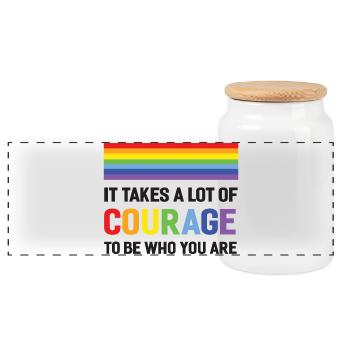 Mois de la fierté LGBTQ - Il faut beaucoup de courage - Boîte à biscuits avec couvercle en bois - blanc - Devant