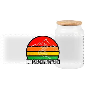 koa Gnadn fia dWadn, MTB, Mountainbike, Mountains - Panoramic Cookie Jar with Wooden Lid - white - Front