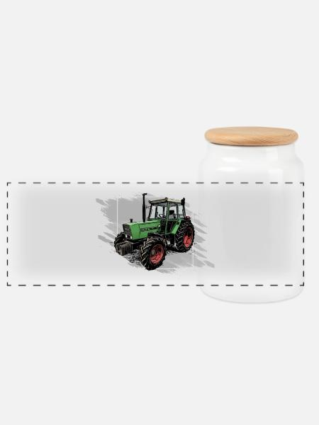 Traktor Farmer 306 - Panorama Keksdose mit Holzdeckel - Weiß