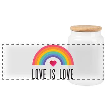 LGBT Pride Month - Love is Love - Panoramic Cookie Jar with Wooden Lid - white - Front