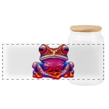 Grenouille - Boîte à biscuits avec couvercle en bois - blanc - Devant