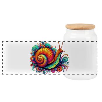 Schnecke - Panorama Keksdose mit Holzdeckel - Weiß - Vorne