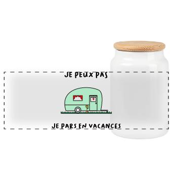 VACANCES. BONNES VACANCES. MAÎTRESSE. MAÎTRE. PROF - Boîte à biscuits avec couvercle en bois - blanc - Devant