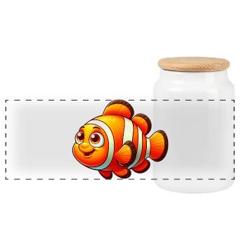 Clownfish - Panoramic Cookie Jar with Wooden Lid - white - Front