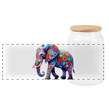 Éléphant - Boîte à biscuits avec couvercle en bois - blanc - Devant