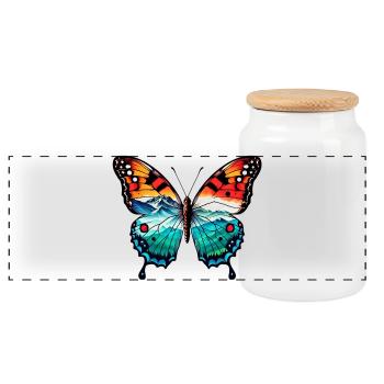 Papillon - Boîte à biscuits avec couvercle en bois - blanc - Devant