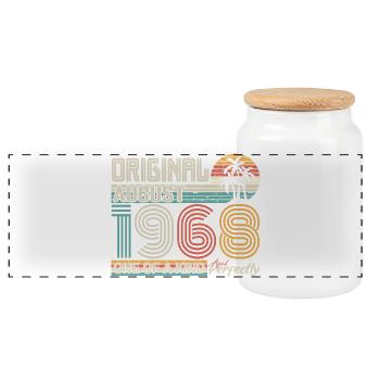 August 1968 Geburtstag August 1968 Geschenk - Panorama Keksdose mit Holzdeckel - Weiß - Vorne
