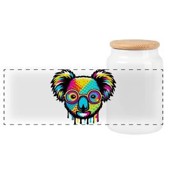 Koala mit Brille - Panorama Keksdose mit Holzdeckel - Weiß - Vorne