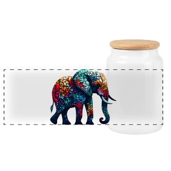 Éléphant - Boîte à biscuits avec couvercle en bois - blanc - Devant