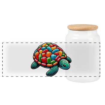 Turtle - Panoramic Cookie Jar with Wooden Lid - white - Front