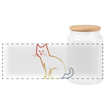 Chat rétro - Boîte à biscuits avec couvercle en bois - blanc - Devant