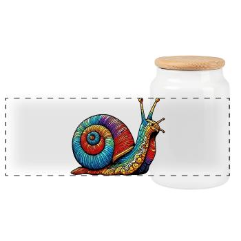Schnecke - Panorama Keksdose mit Holzdeckel - Weiß - Vorne