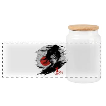 La fille du Japon dans le style anime - Boîte à biscuits avec couvercle en bois - blanc - Devant