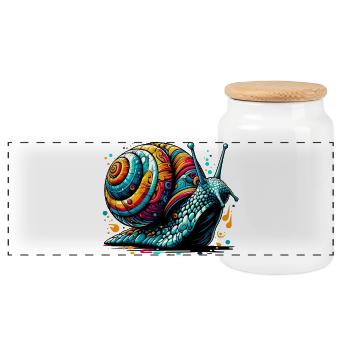 Snail - Panoramic Cookie Jar with Wooden Lid - white - Front
