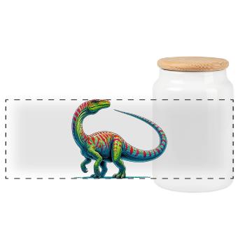 Dinosaurier - Panorama Keksdose mit Holzdeckel - Weiß - Vorne