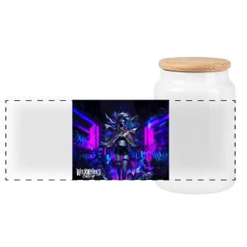 graffiti punk anime - Panoramic Cookie Jar with Wooden Lid - white - Front