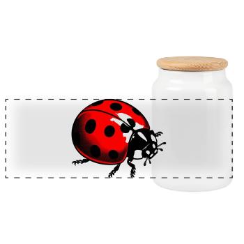 Ladybird - Panoramic Cookie Jar with Wooden Lid - white - Front