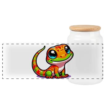 Gecko - Boîte à biscuits avec couvercle en bois - blanc - Devant