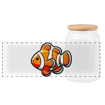 Clownfisch - Panorama Keksdose mit Holzdeckel - Weiß - Vorne