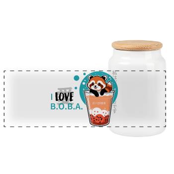 i love Boba - Panorama Keksdose mit Holzdeckel - Weiß - Vorne