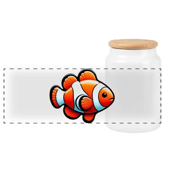 Clownfisch - Panorama Keksdose mit Holzdeckel - Weiß - Vorne