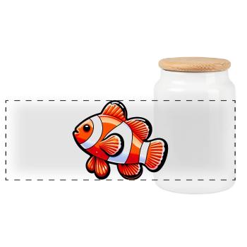 Clownfisch - Panorama Keksdose mit Holzdeckel - Weiß - Vorne