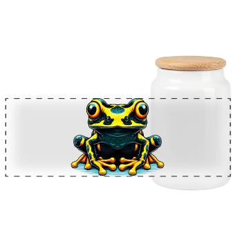 Grenouille - Boîte à biscuits avec couvercle en bois - blanc - Devant